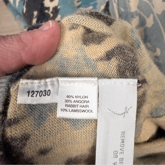 Ann Taylor Blue and Gray Floral Angora Blend Cardigan Sweater, Size XS - Picture 6 of 7